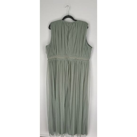 Anaya Bridesmaid V Neck Ruffle Waist Maxi Dress Sage Green Womens Plus Size 18 - Picture 12 of 12